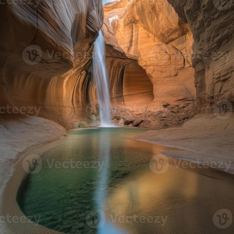 Stunning Waterfall Cascading Through a Canyon photo