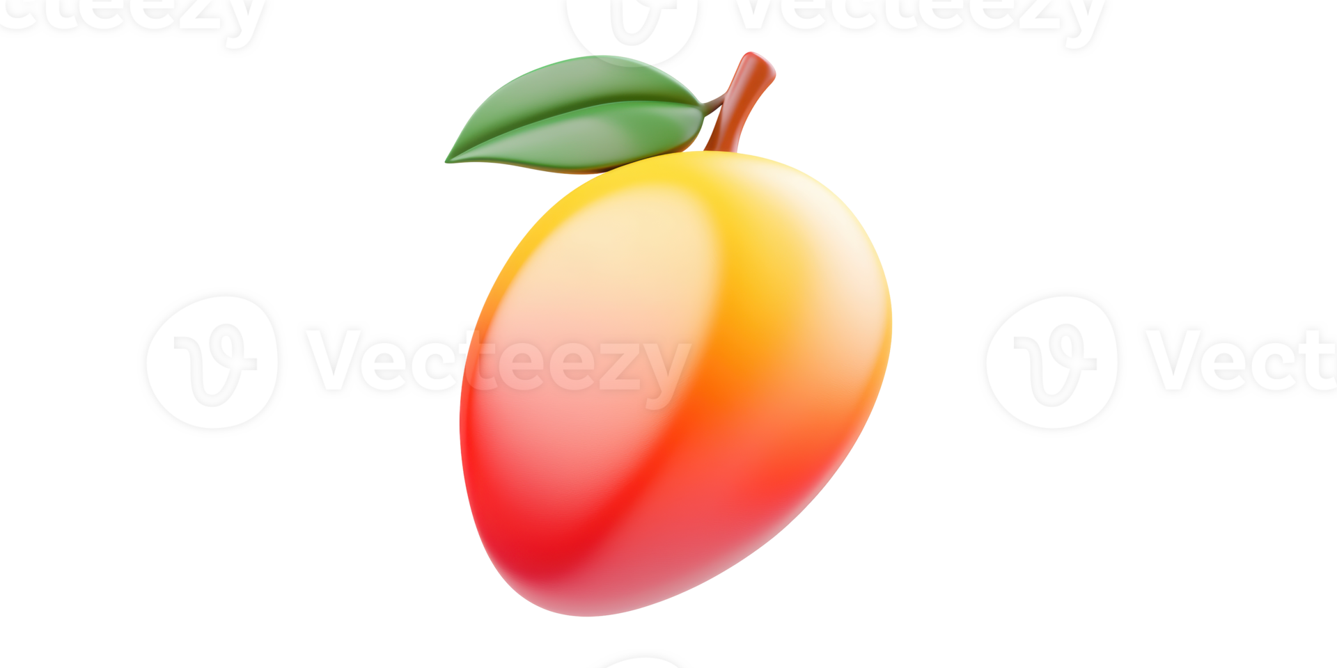3D Illustration Of A Mango With Leaf Isolated On Transparent Background png