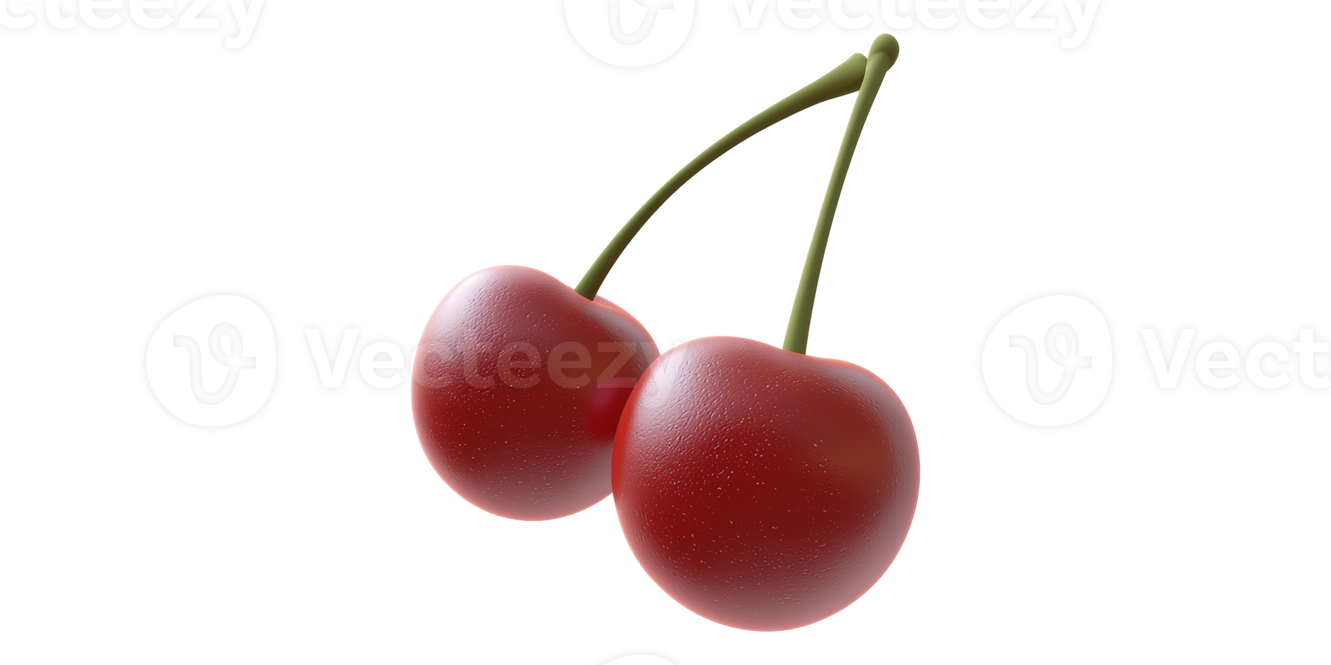 3D Pair Of Red Cherries Isolated on Transparent Background png
