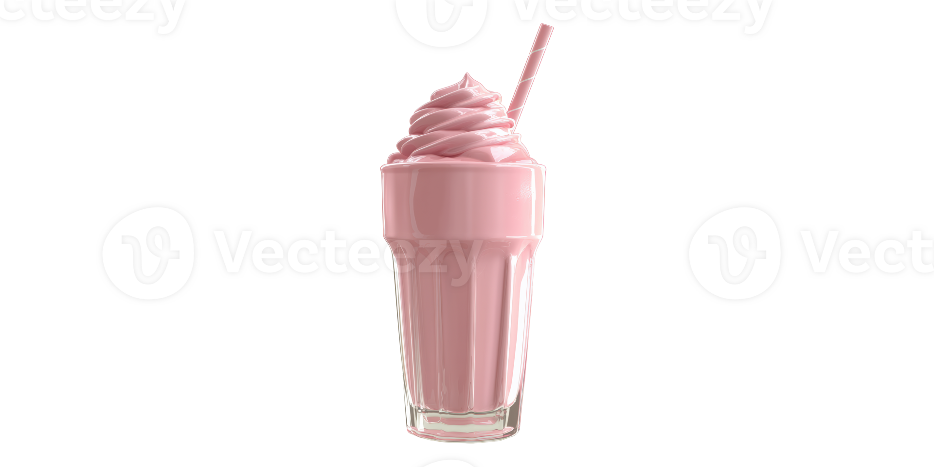 3D Illustration Of A Pink Milkshake With Straw Isolated On Transparent Background png