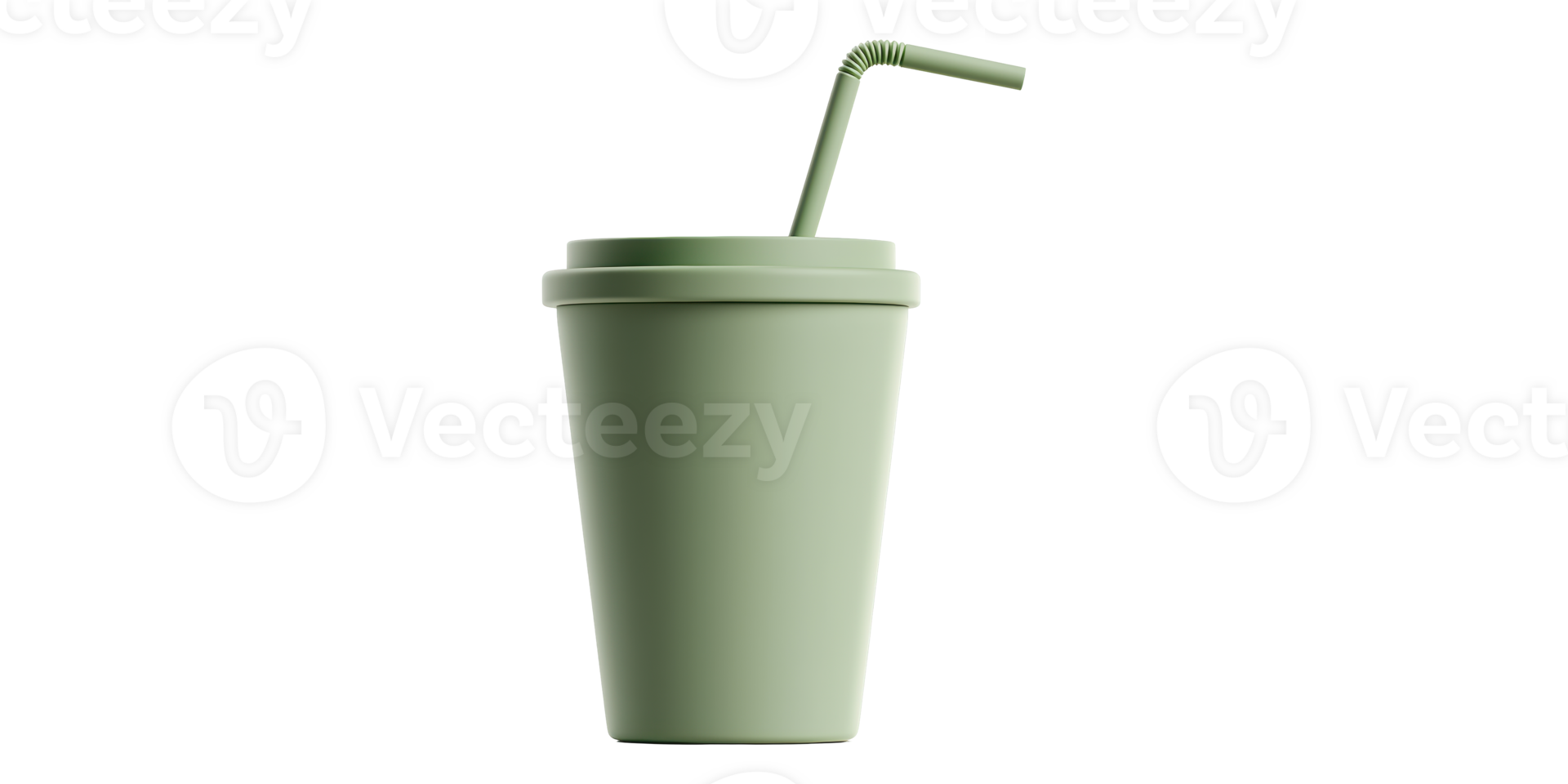 3D Illustration Of A Green Cup With Straw Isolated On Transparent Background png