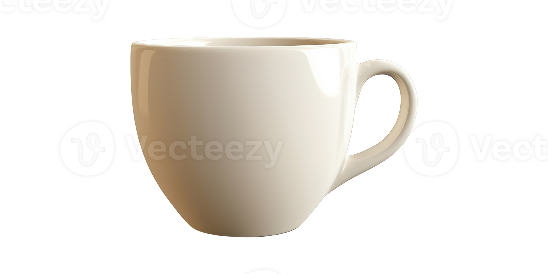 3D Cream Colored Mug With Handle Isolated on Transparent Background png