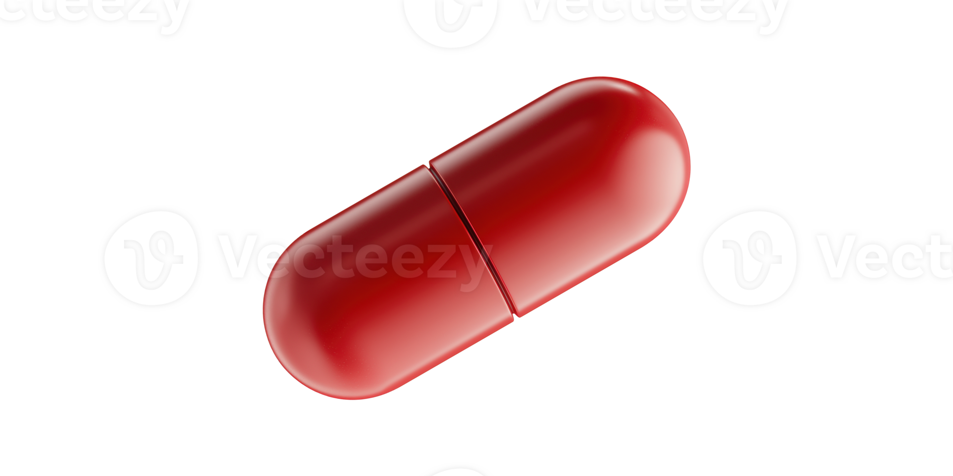 3D Illustration Of A Red Capsule Pill Isolated On Transparent Background png