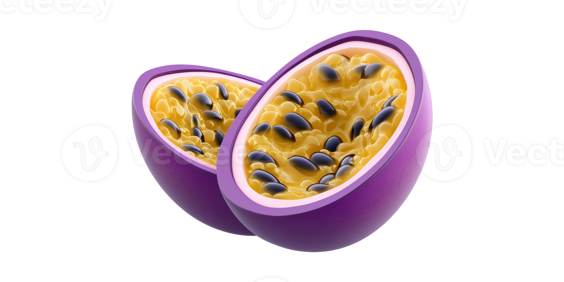 3D Illustration Of A Passion Fruit With Seeds Isolated On Transparent Background png