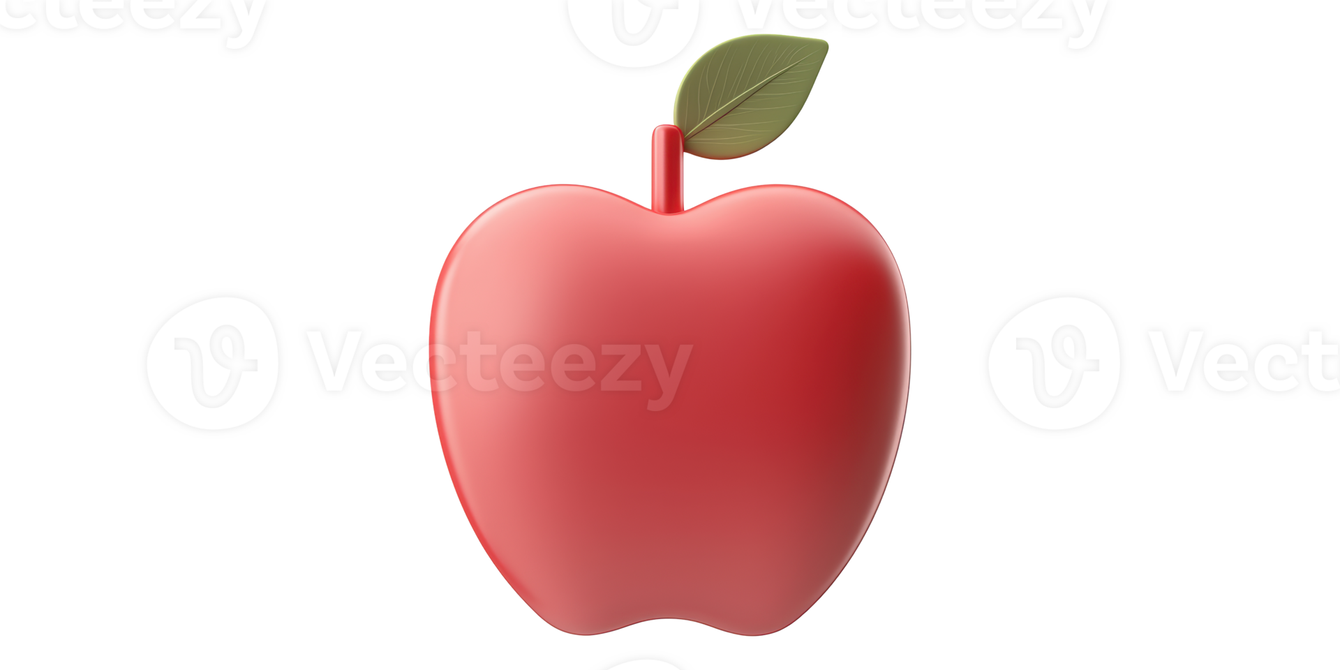 3D Red Apple With Green Leaf Isolated on Transparent Background png