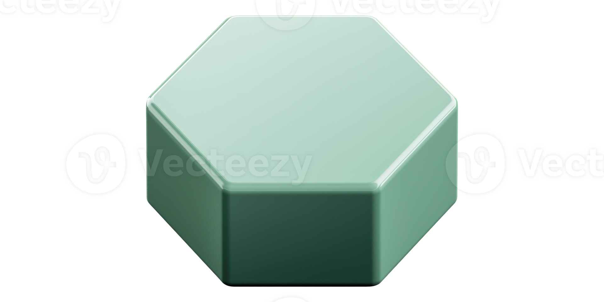 3D Illustration Of A Green Hexagonal Shape Isolated On Transparent Background png
