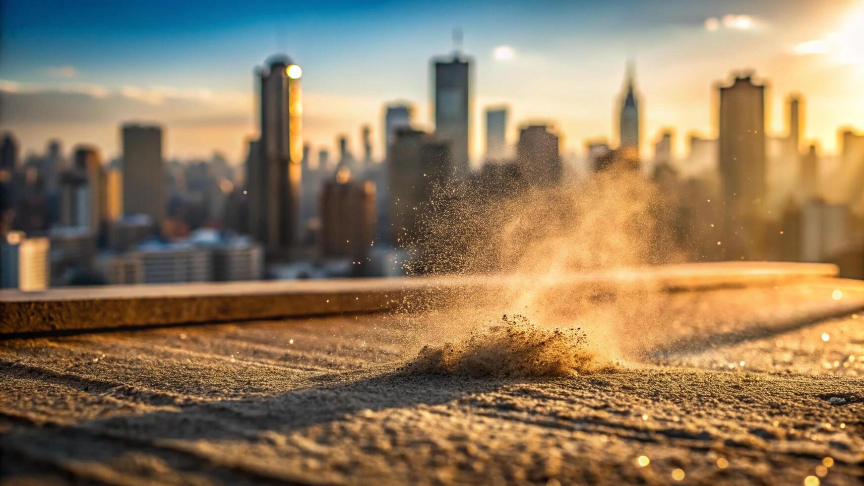 Macro shot of dust on a city rooftop photo