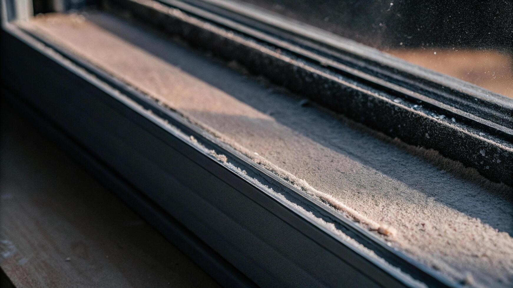 Macro shot of a dusty window sill with a shallow depth of field photo
