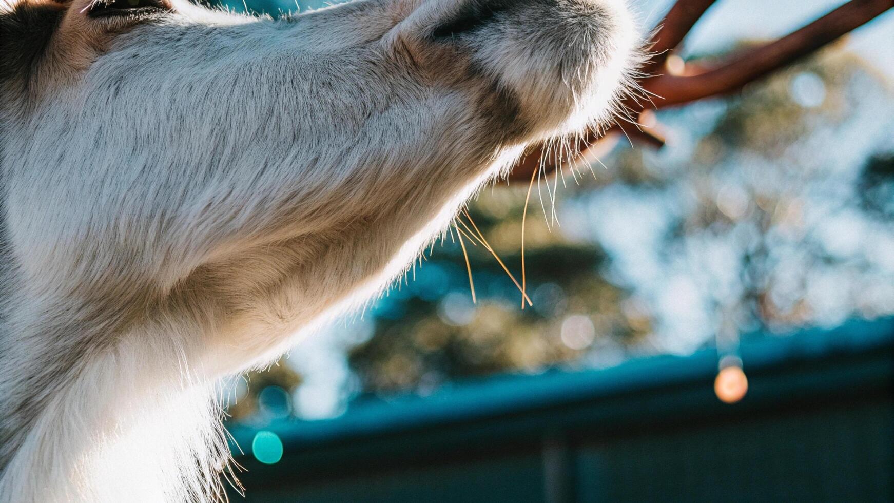 Detailed image of a reindeer's chest, showcasing the fluffy fur and gentle breathing photo