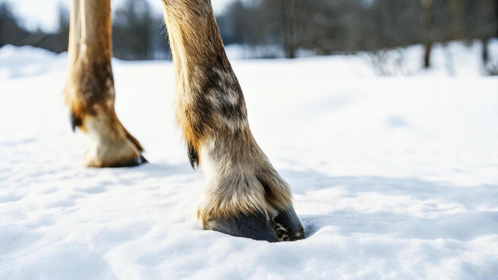 Macro photography of a reindeer's ankle, capturing the delicate fur and subtle bones photo