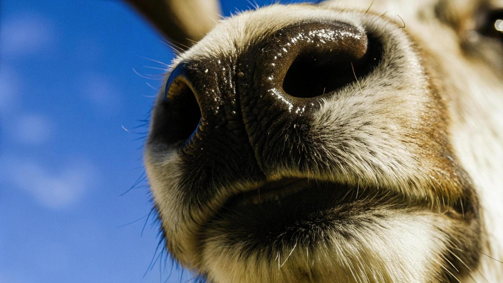 Detailed image of a reindeer's nose, showcasing the moist texture and soft fur photo