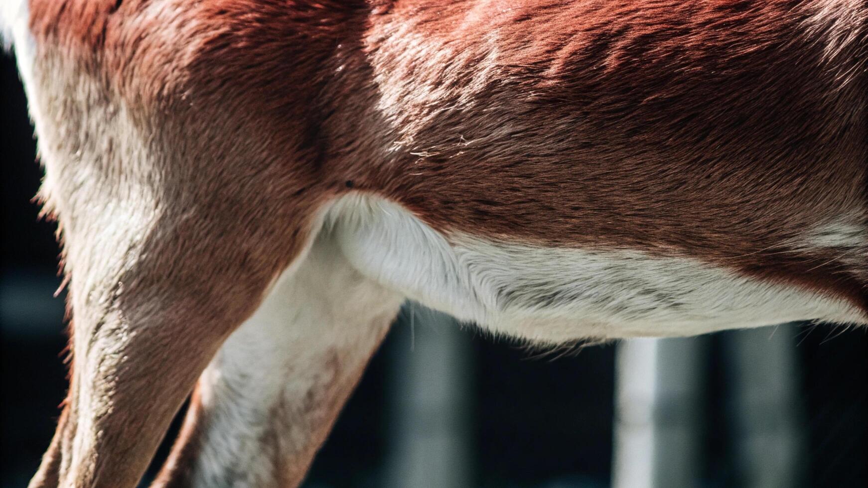 Close-up of a reindeer's rump, capturing the textured fur and subtle muscles photo