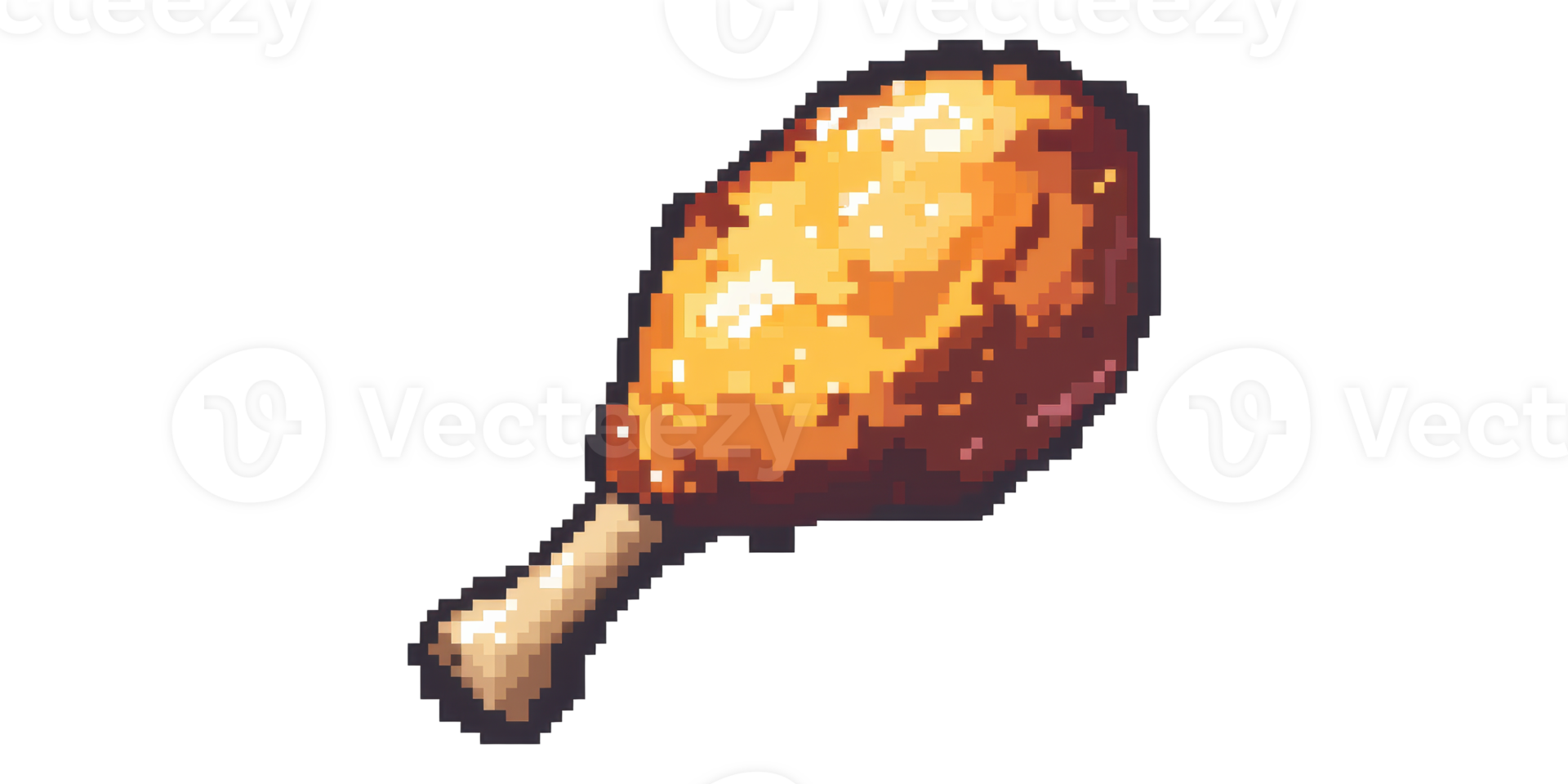Crispy Chicken Drumstick In Pixel Art Style Isolated On Transparent Background png