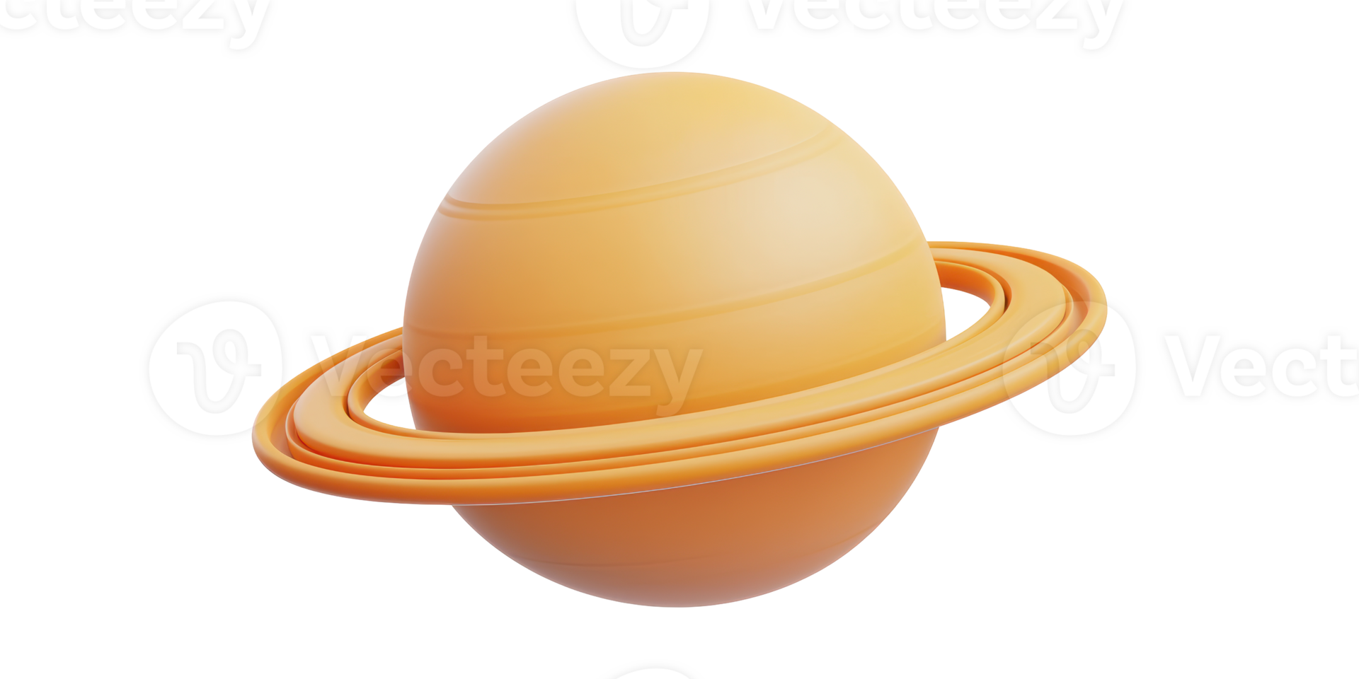 3D Illustration Of A Yellow Planet With Rings Isolated On Transparent Background png