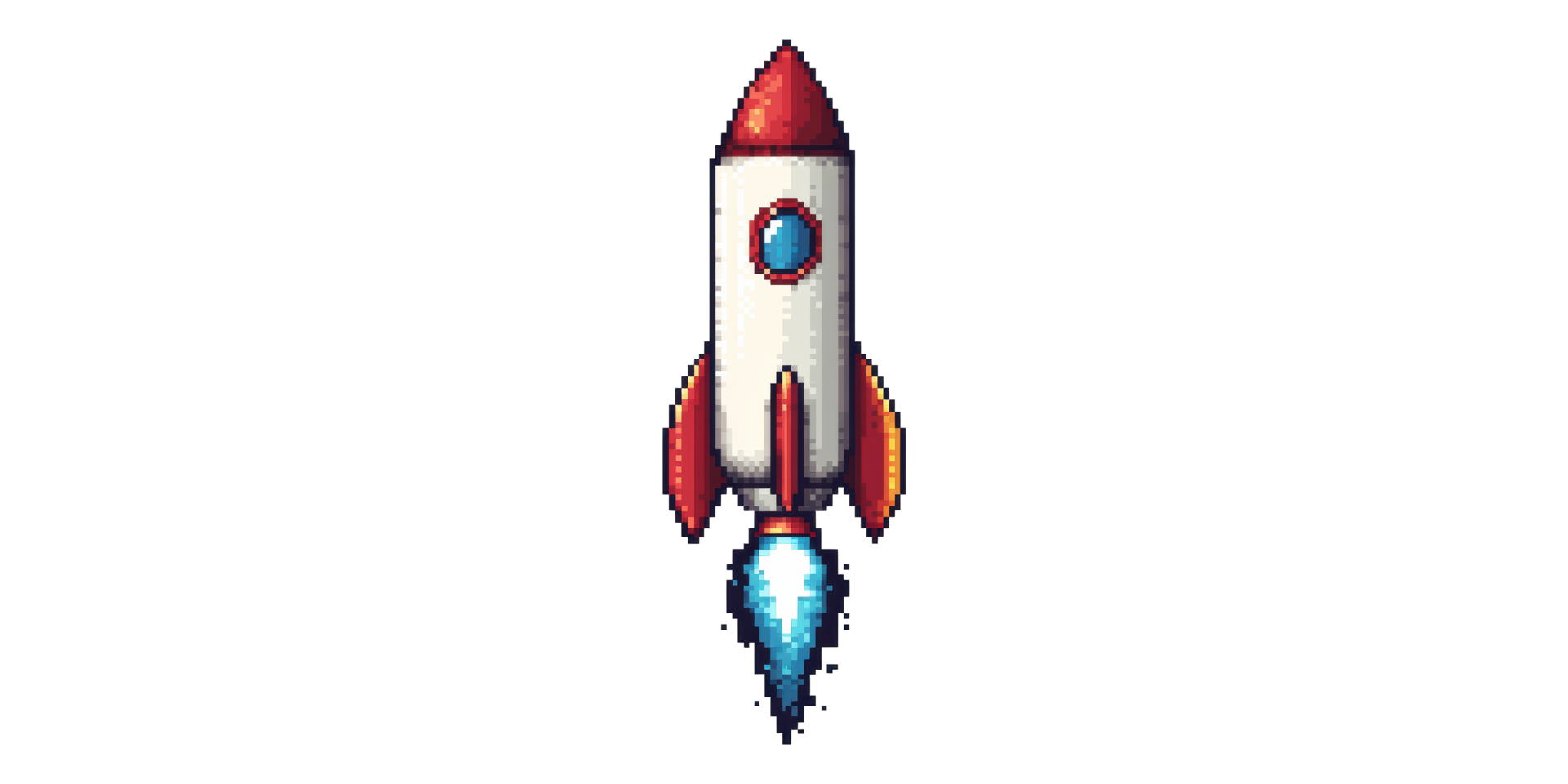Rocket Taking Off In Pixel Art Style Isolated On Transparent Background png