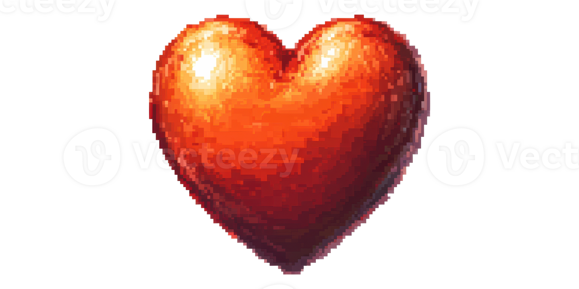 Shiny Red Heart Icon In Pixel Art Style Isolated On Transparent Background png