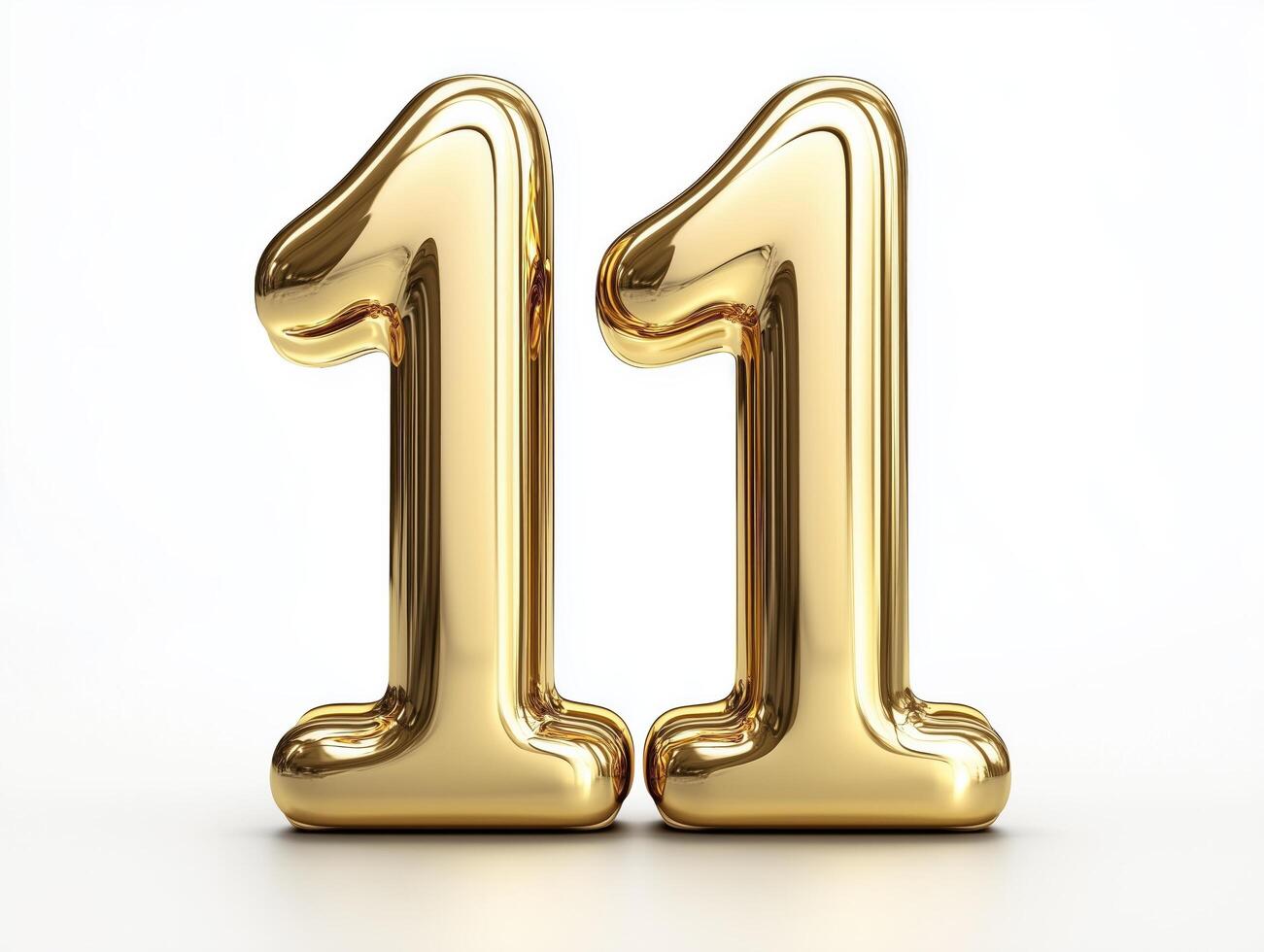 Golden Number Eleven. Inflatable Balloon Design, Festive and Elegant Number 11 Render photo
