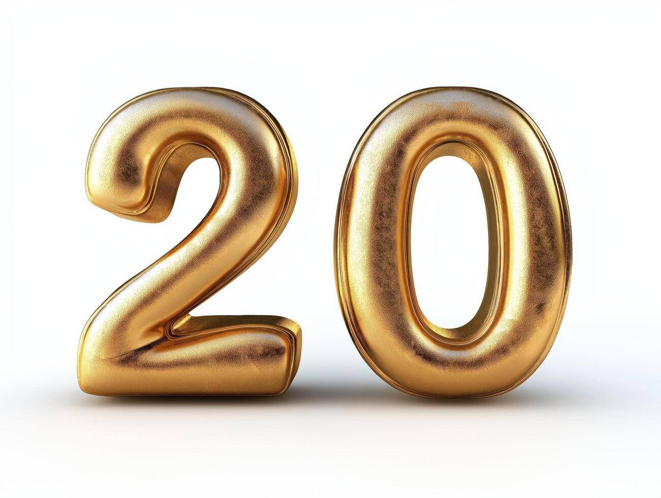 Golden Number Twenty. A Luxurious 3D Render of the Number 20 photo