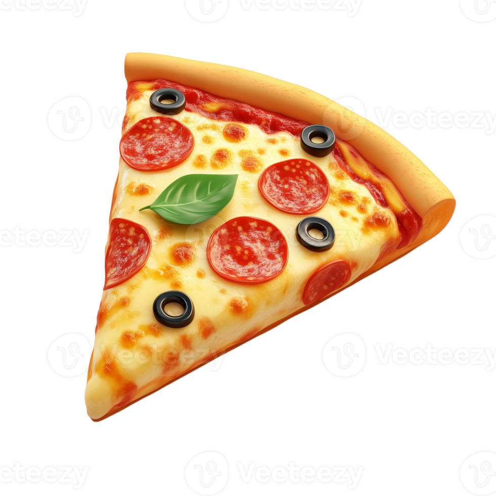 Mouthwatering Pizza Slice with Pepperoni and Olives on Top png