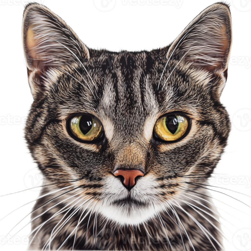 Captivating Portrait of a Domestic Cat with Striking Features png