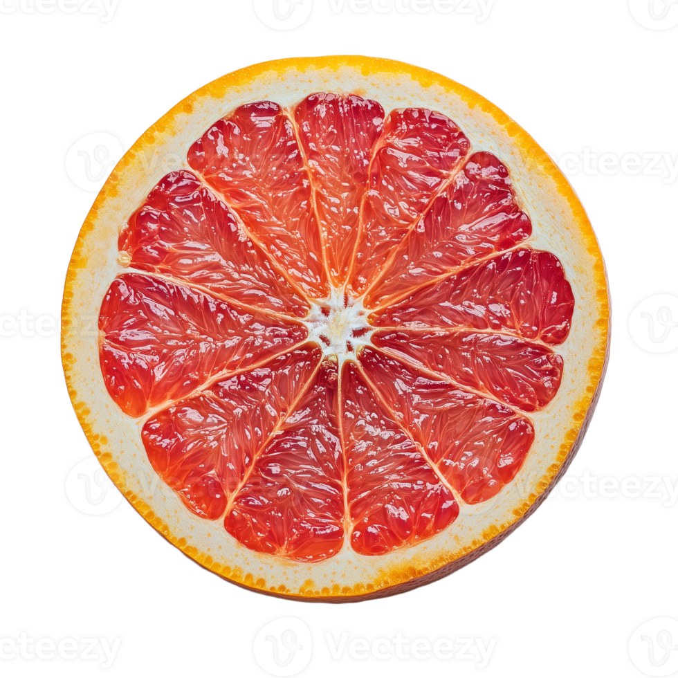 Grapefruit Slice Showing Juicy Red Segments and Vibrant Colors png