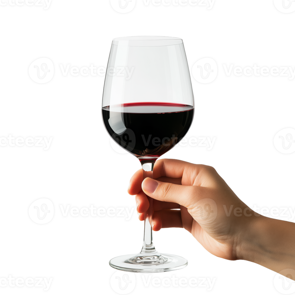 Elegantly Holding a Glass of Red Wine for Celebration png