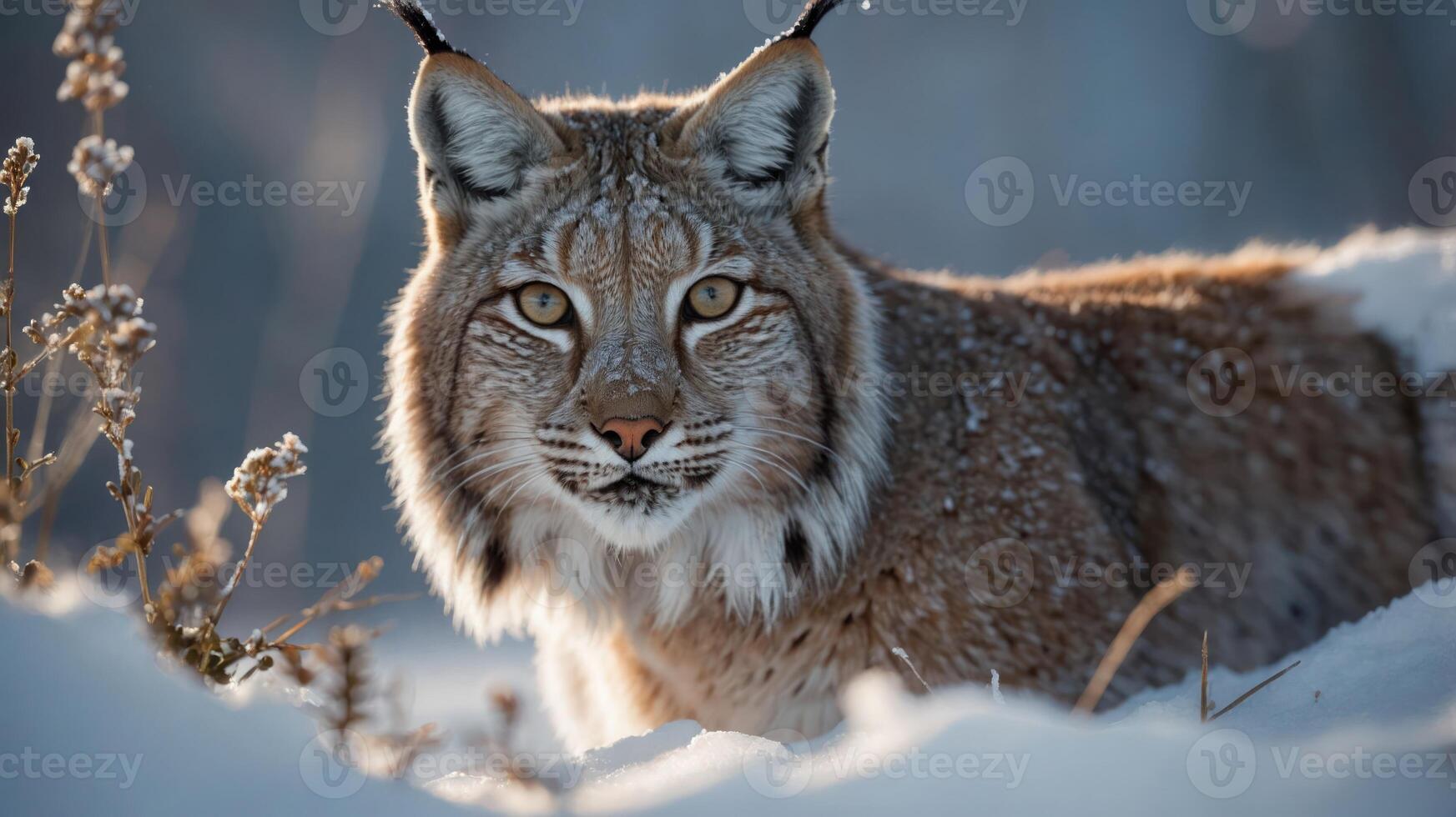 Majestic lynx in a snowy landscape, capturing the essence of winter wildlife in nature photo