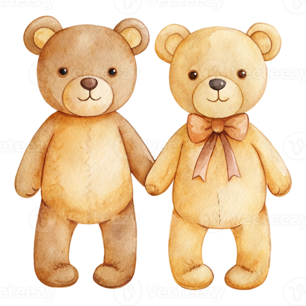 two teddy bears standing next to each png