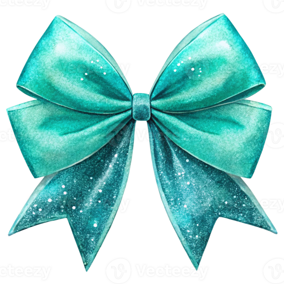 a turquoise bow with glitter on it png