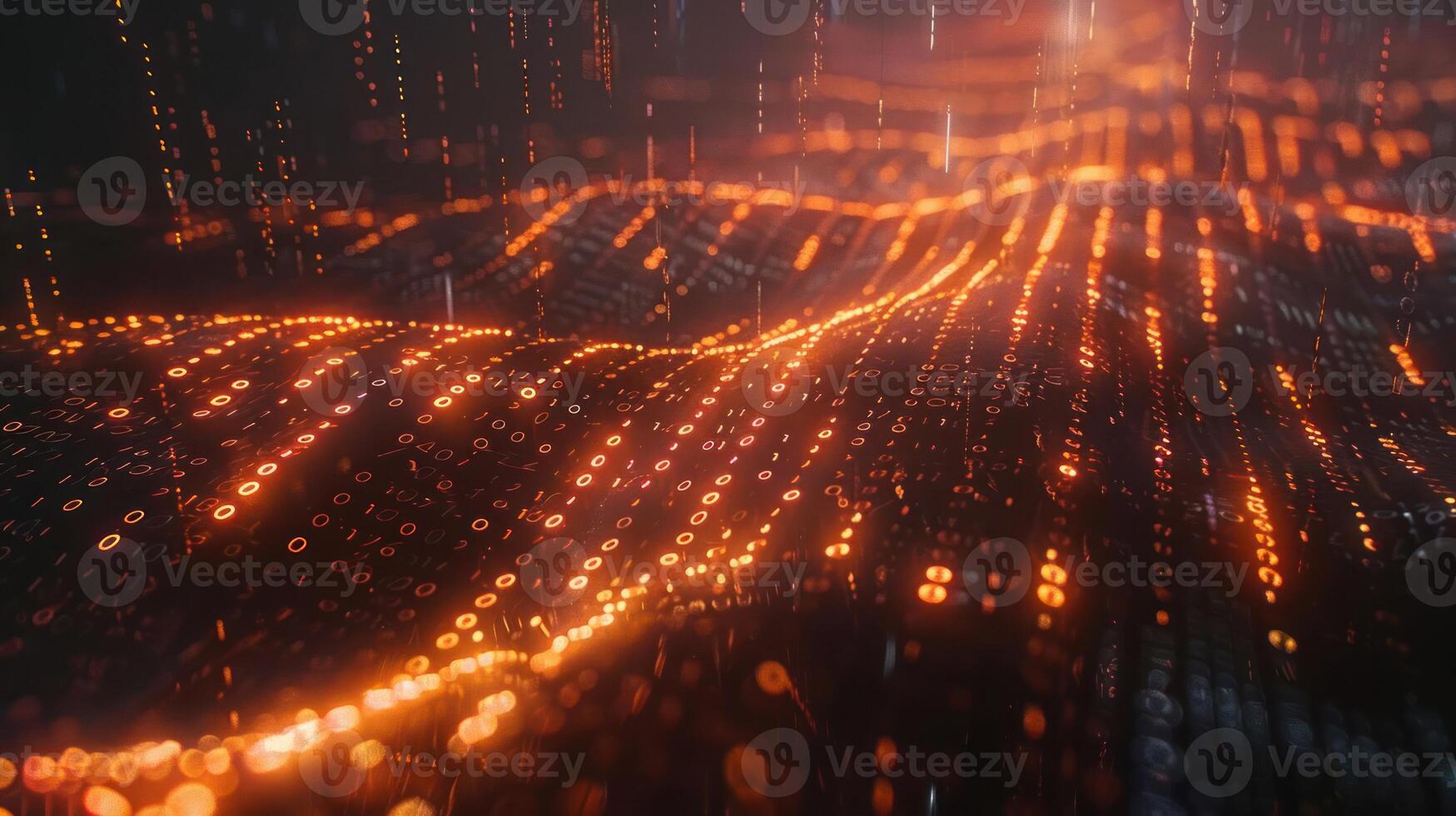 Abstract visualization of flowing orange light patterns against a dark background, symbolizing data movement photo