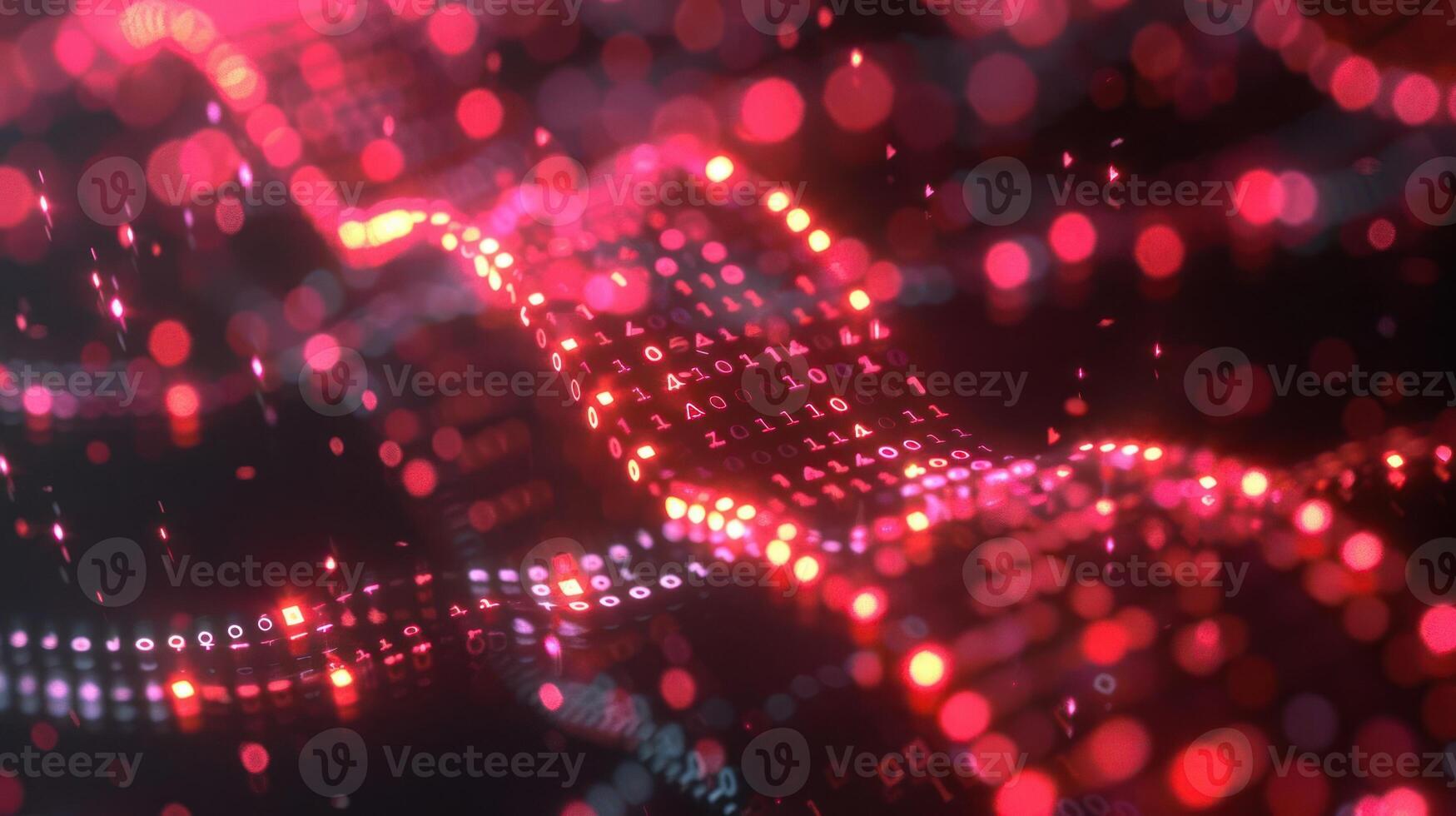 Abstract visualization of digital data flowing through a vibrant network of glowing particles photo