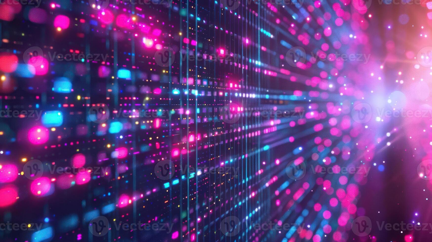 Vibrant abstract light trails with multicolored bokeh effects creating a dynamic visual experience photo
