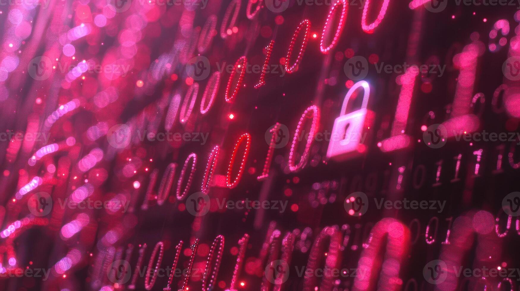 Abstract digital background featuring binary code and a padlock symbolizing cybersecurity photo