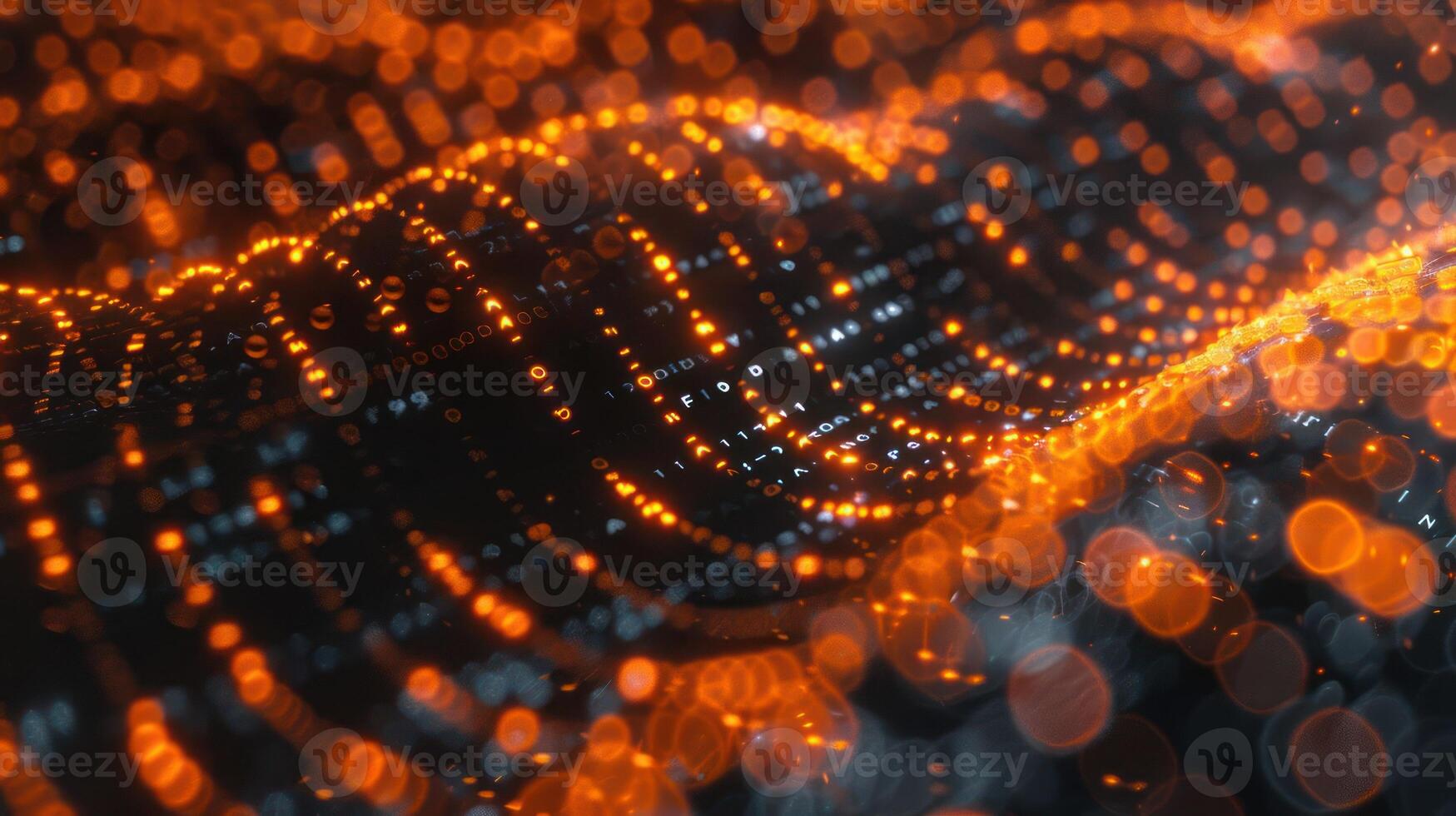 Abstract visualization of glowing orange and blue waves creating a dynamic digital landscape photo