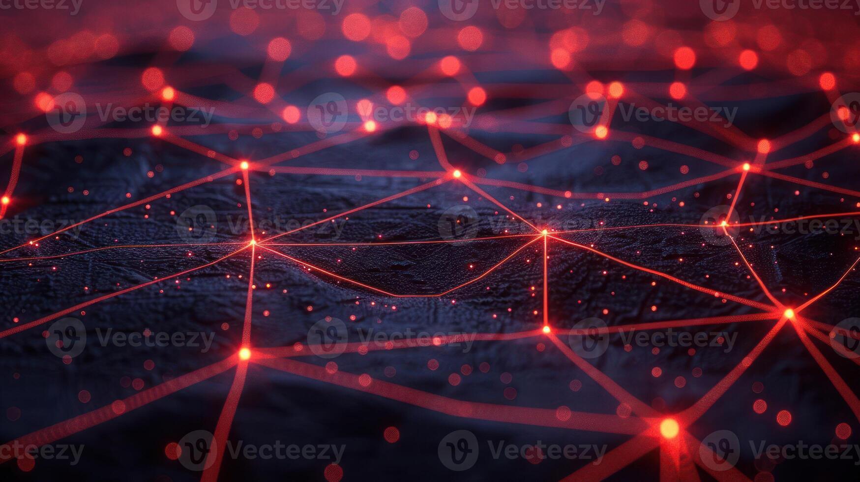 Abstract digital landscape with glowing red connections and nodes, suggesting technology and network photo
