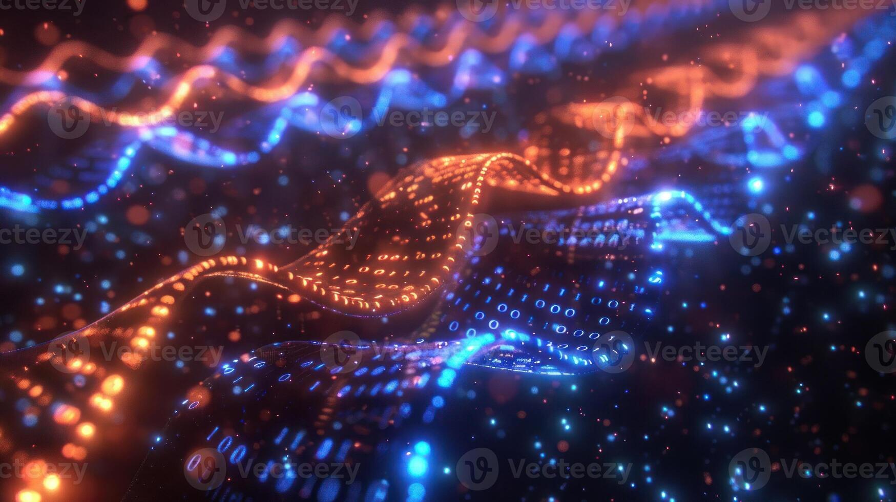 Abstract digital waves of binary data in vibrant colors, representing technology and innovation photo