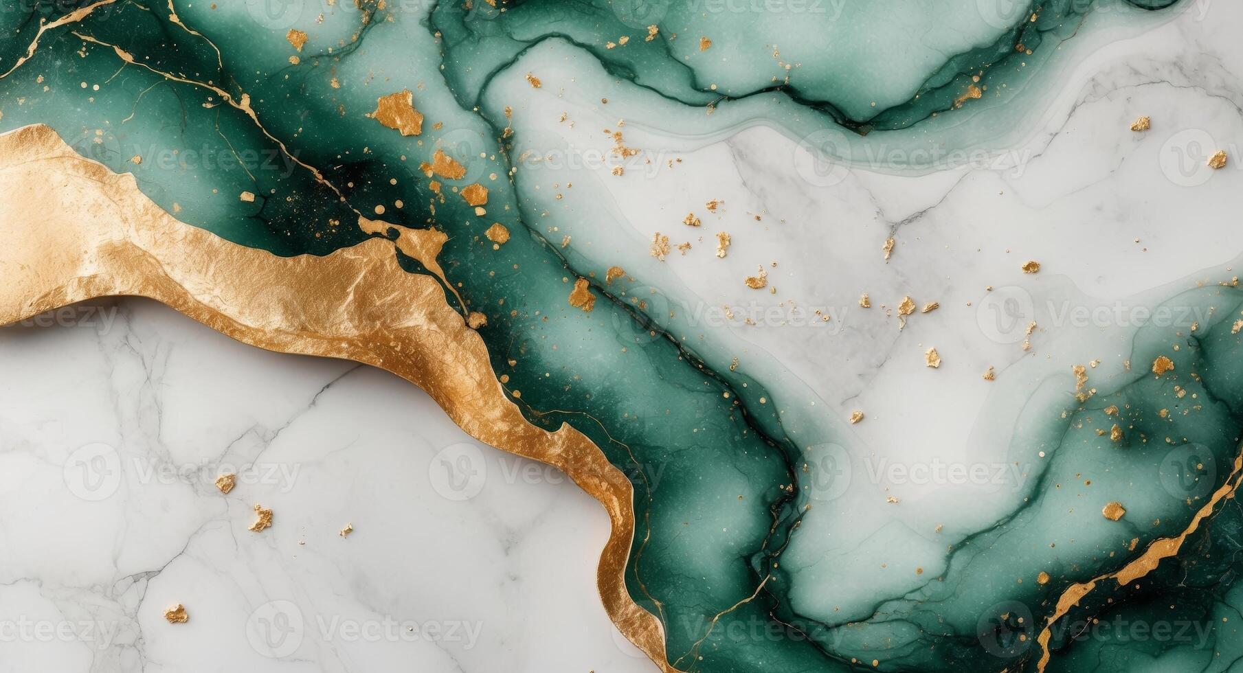 Elegant green and gold abstract marble design with fluid watercolor and luxurious stone texture photo