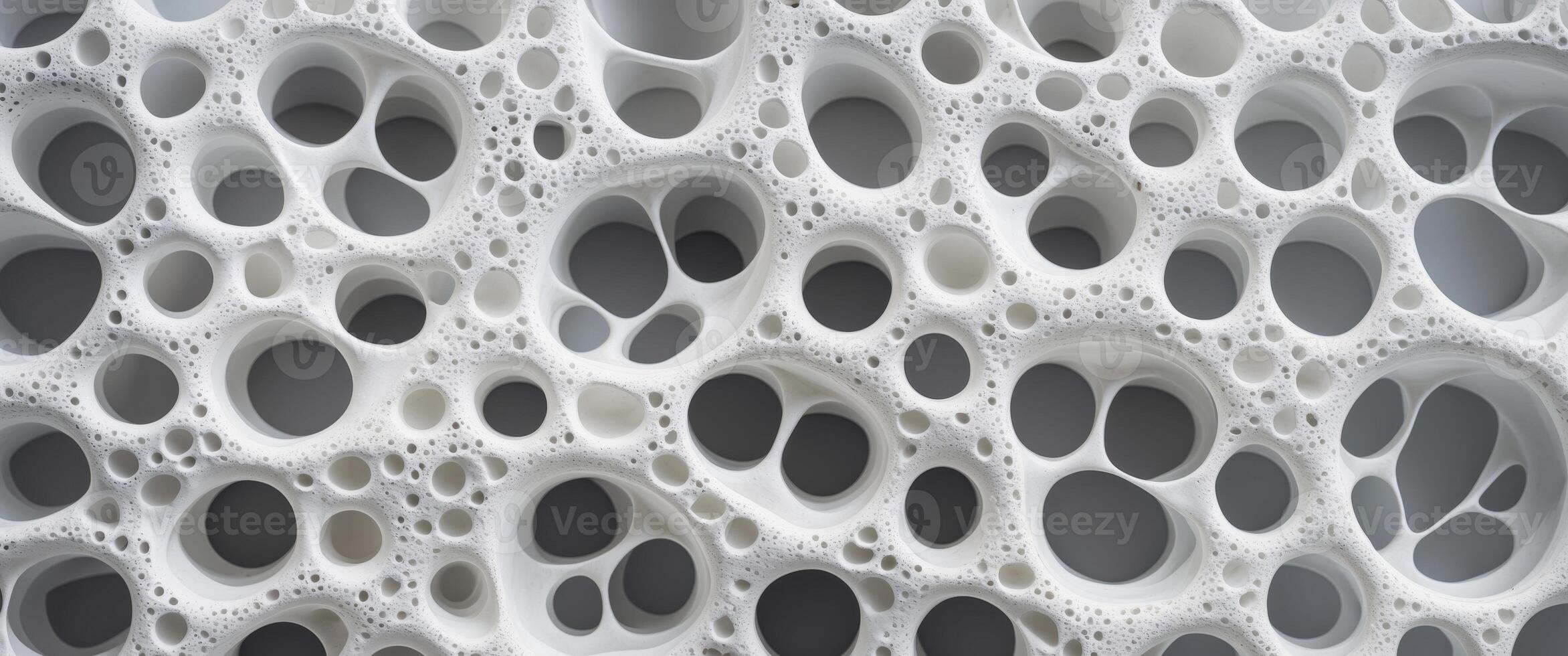Abstract porous surface with a multitude of holes creating a complex texture. photo