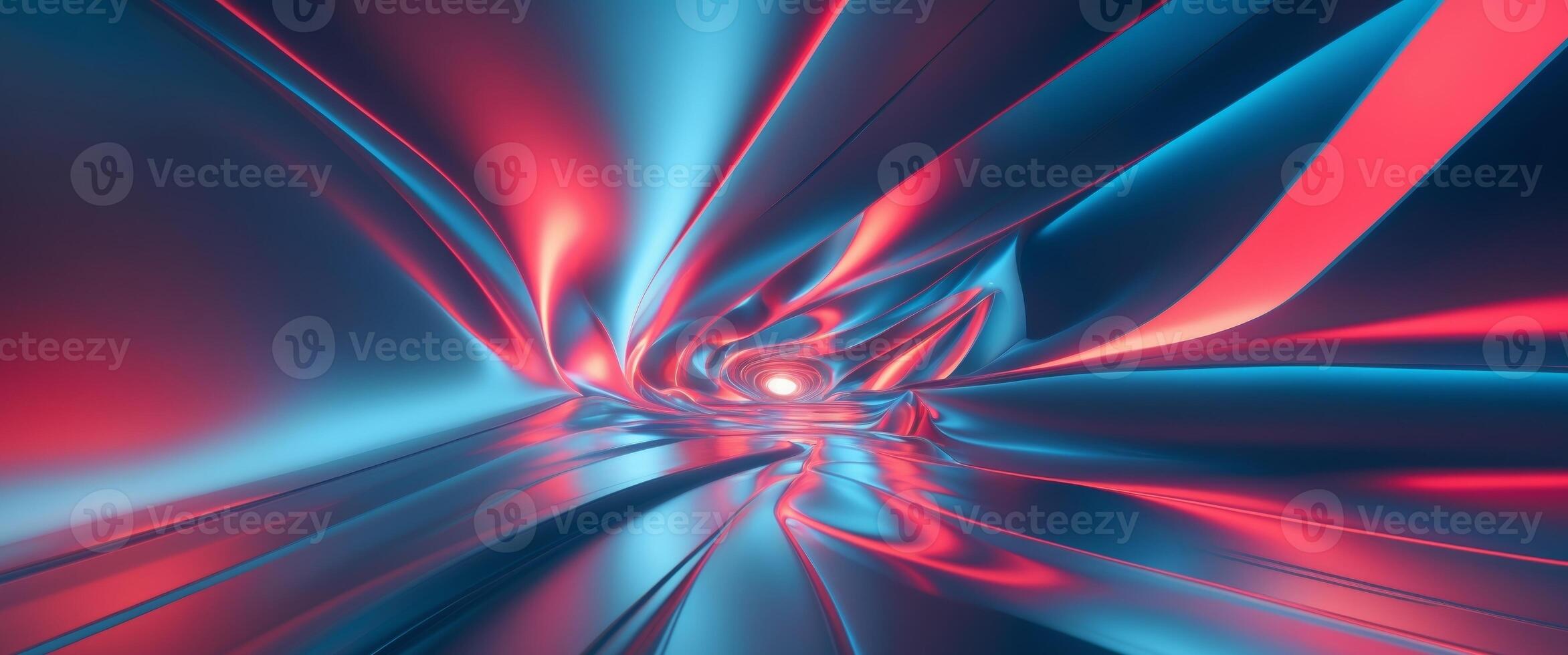 Abstract Energy Flow With Blue And Red Lights Background. photo