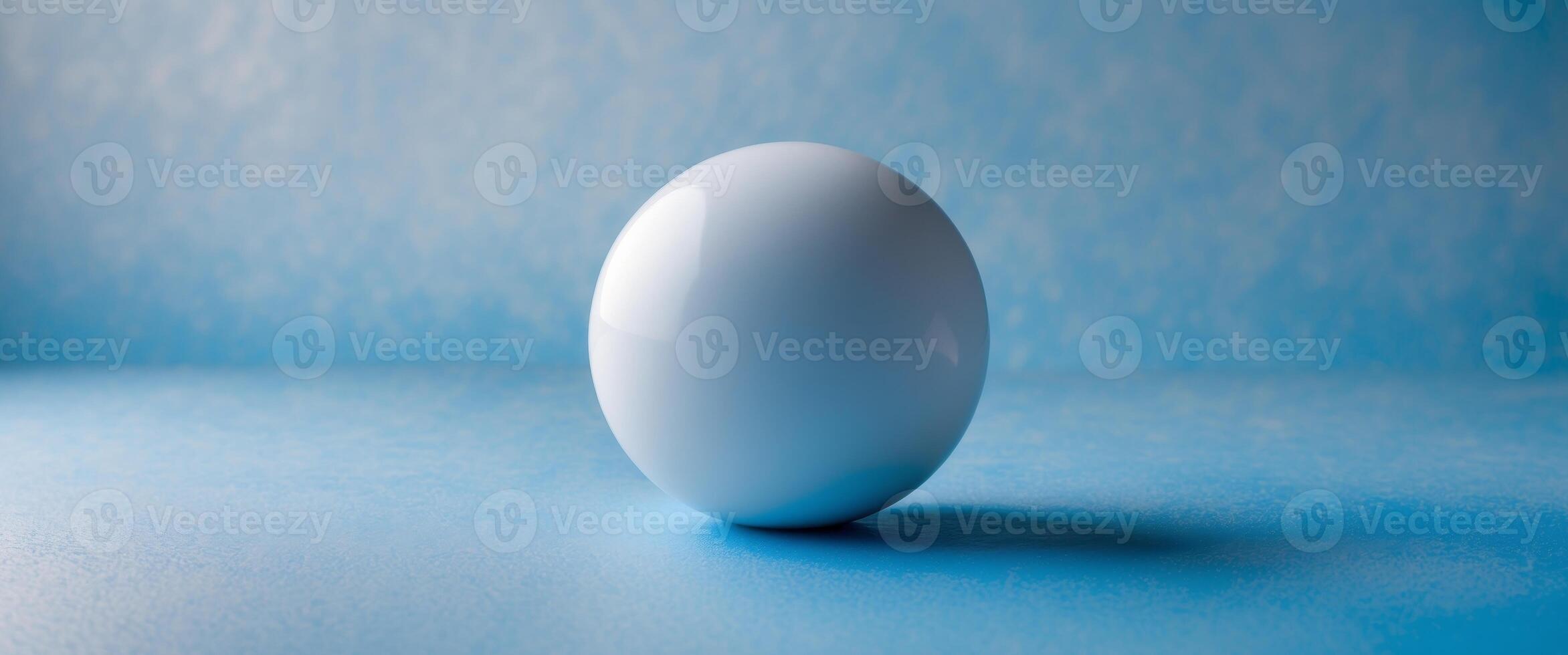 White Ball Resting on Blue Gradient Textured Surface. photo