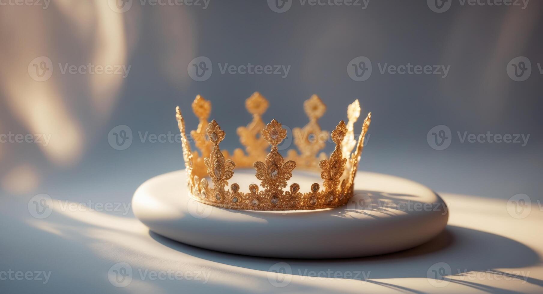 Elegant Golden Crown Placed on a Smooth Surface With Soft Light Casting Gentle Shadows photo