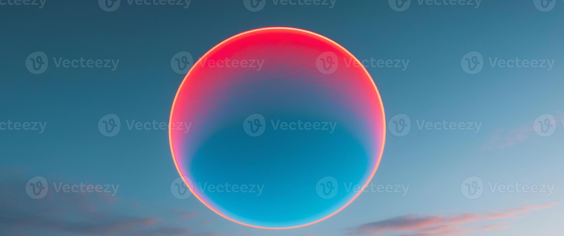 A glowing red and blue circle in the sky photo