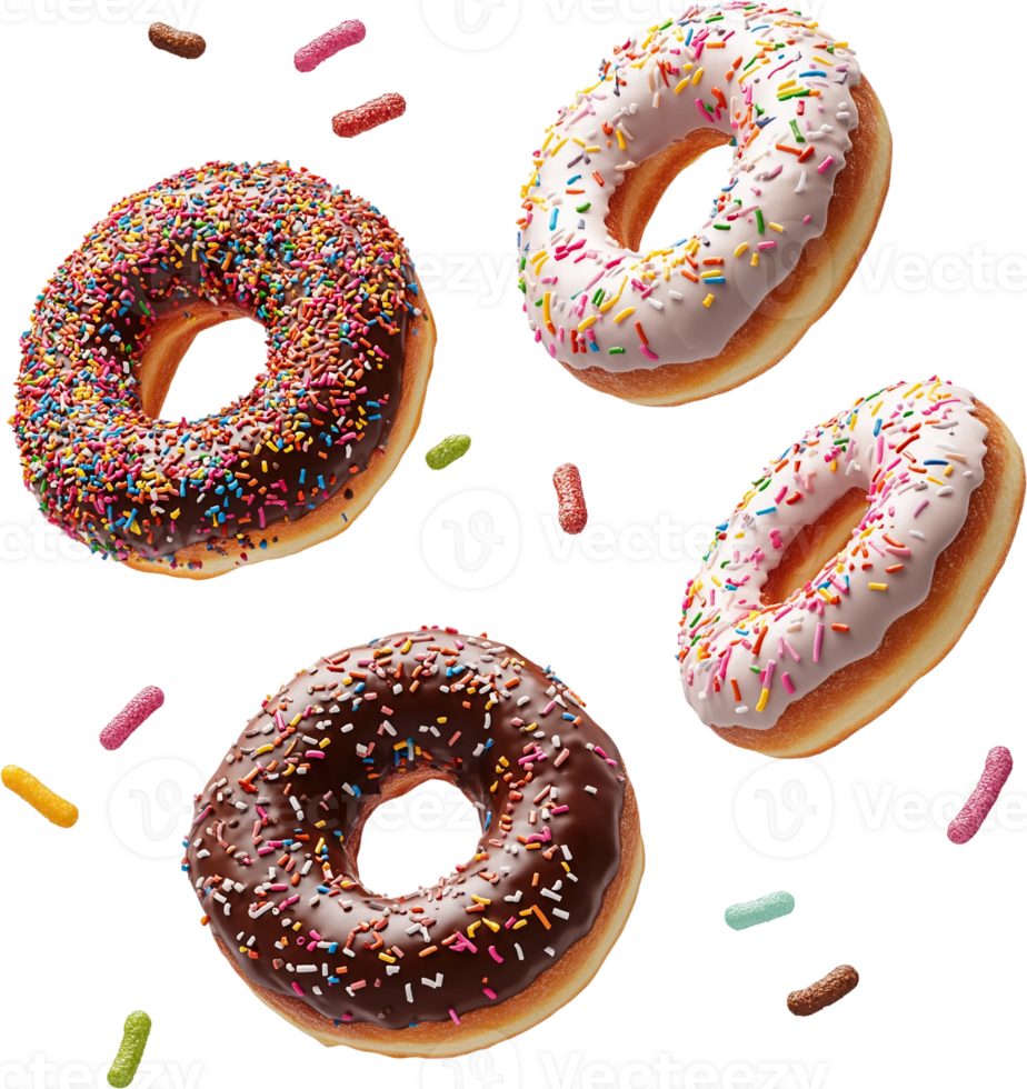 donuts with sprinkles on a transparent background png