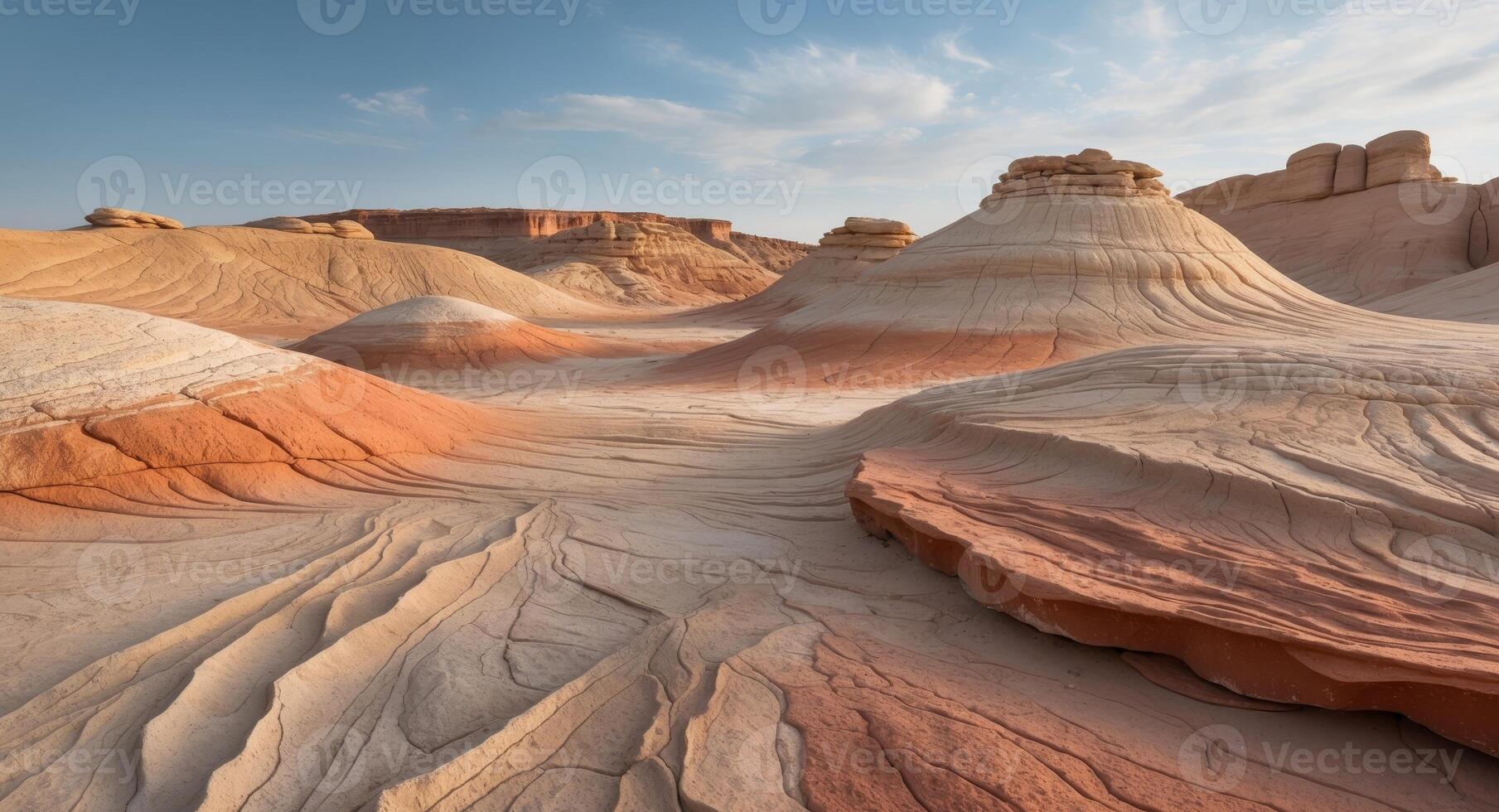 Natural sandstone formations create a stunning abstract texture in a desert landscape photo