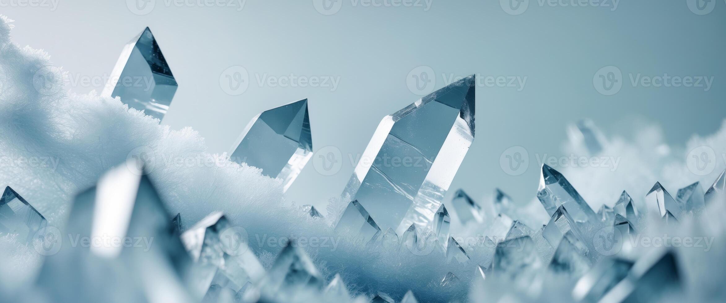 Abstract crystalline shards suspended in a cold icy atmosphere. photo