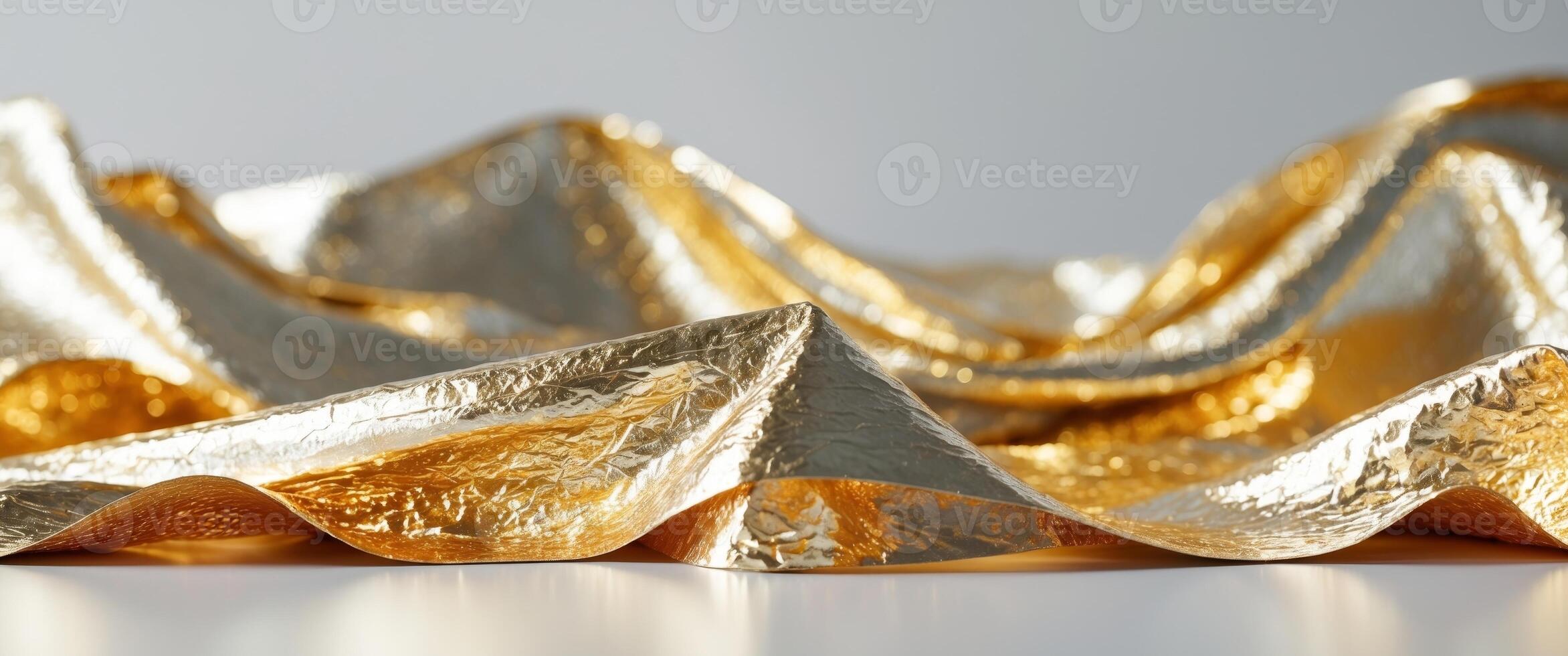 close up of golden foil texture , copy space concept for wallpaper or background photo
