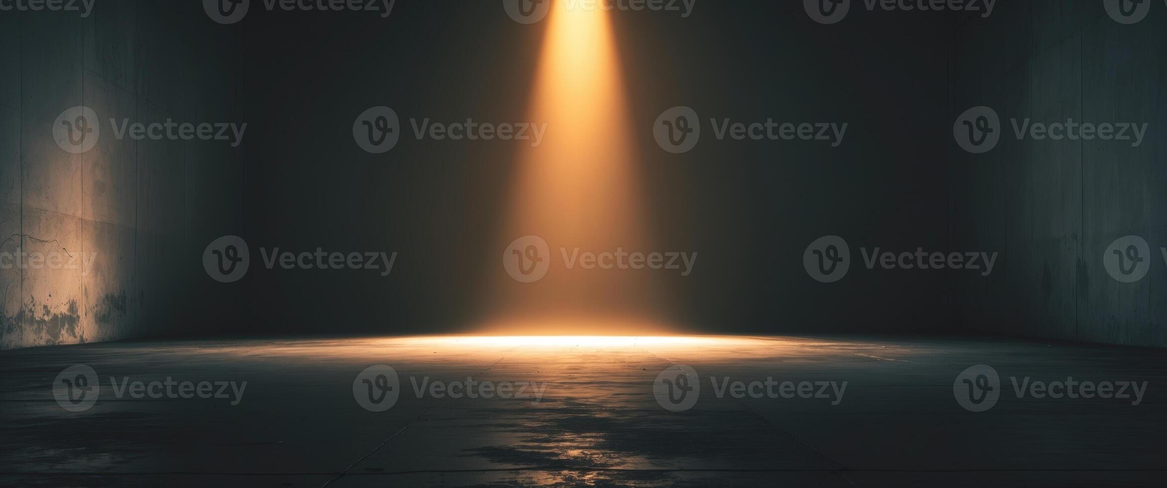 lone beam of light shining through a dark room symbolizing hope and resilience amidst chaos with caption space on the side. photo