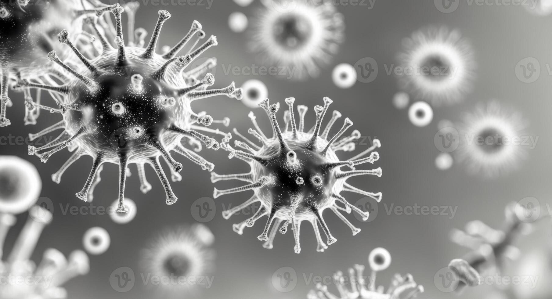 Exploring the Vibrant Interactions Between Viruses and Cells Under a Microscope photo