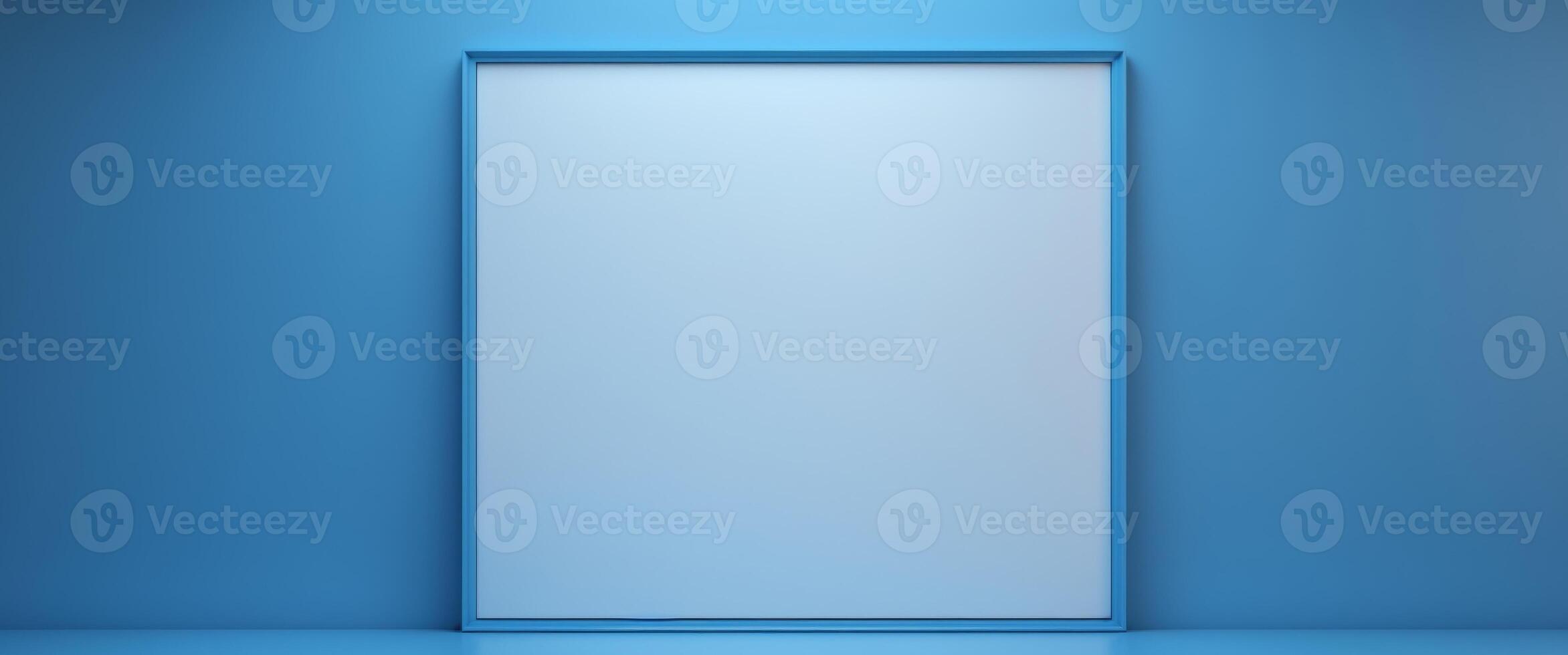 Blue background with a white square in the middle photo