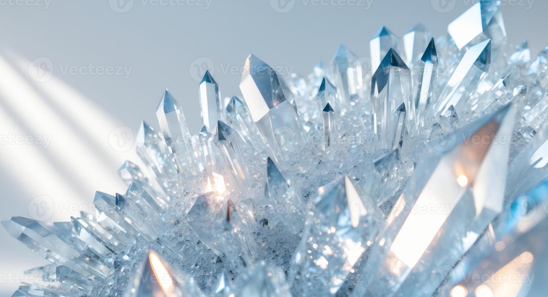 A dazzling display of crystalline structures with a bright and reflective background photo